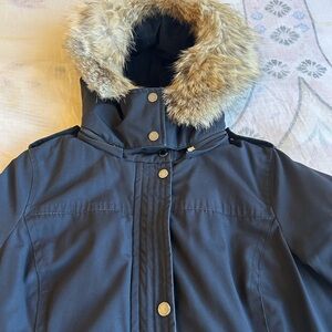 Pendleton Down Parka Black Jacket with Real Raccoon Fur - XS